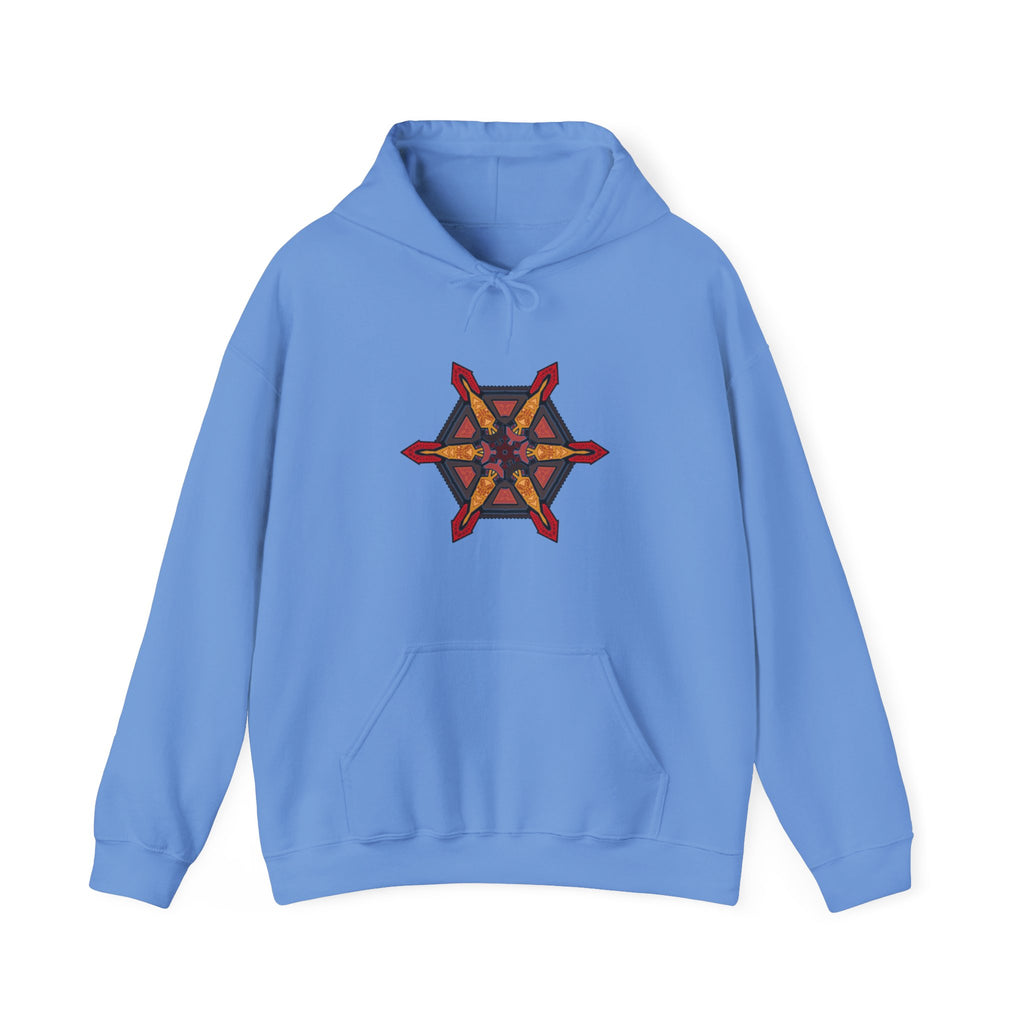 Star of Flames Hoodie — Geometric Fire Mandala Pullover