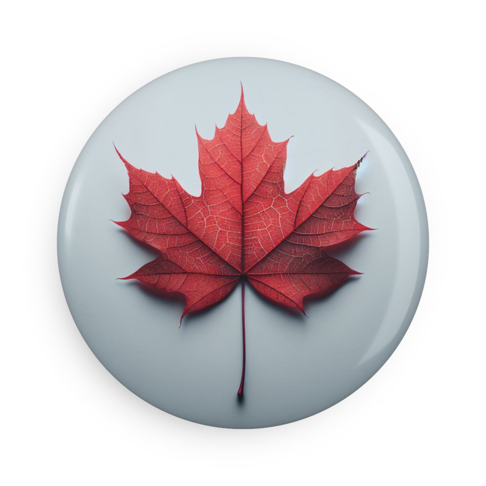 Button Magnet - Red Canadian Maple Leaf Fridge Magnet