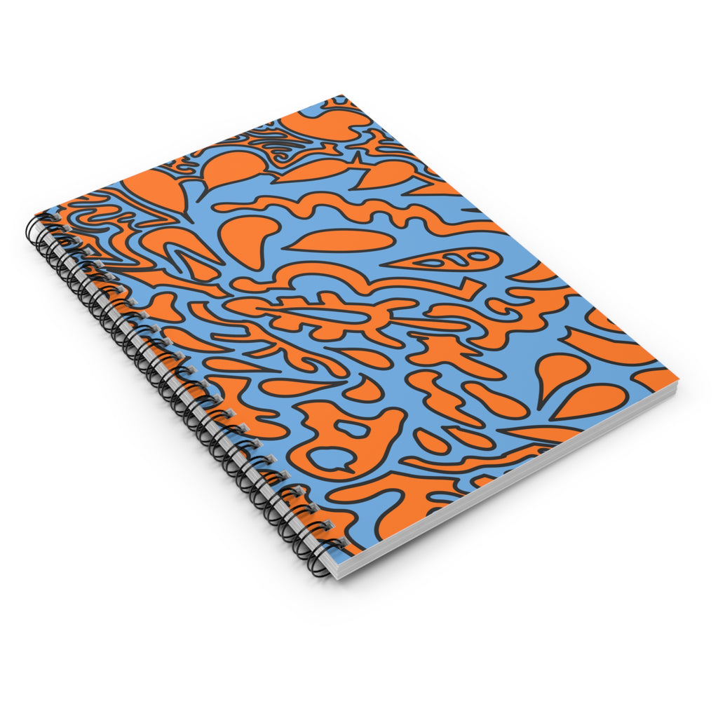 Abstract Orange & Blue Spiral Notebook — Ruled Lined Journal for Notes & School