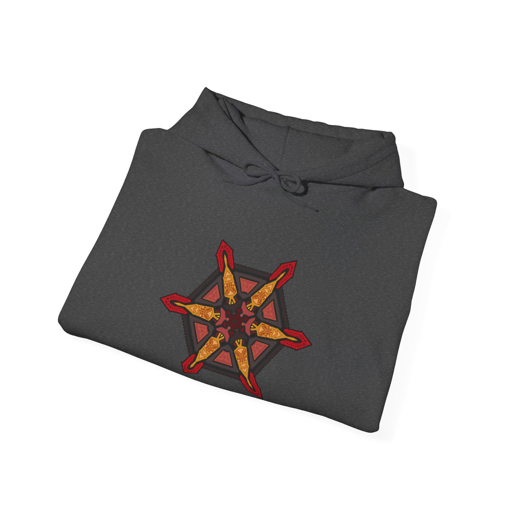 Star of Flames Hoodie — Geometric Fire Mandala Pullover
