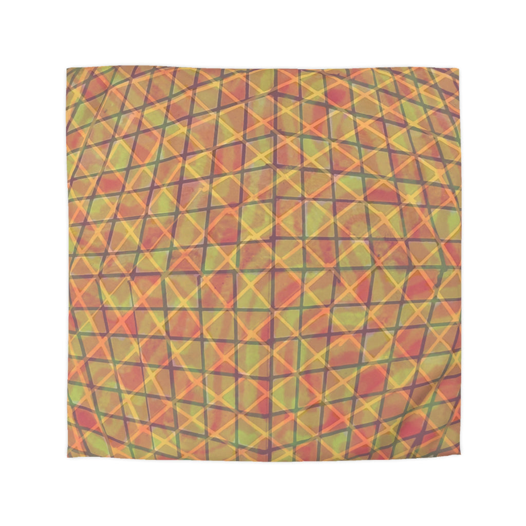 Abstract Hand-Drawn Grid Microfiber Duvet Cover
