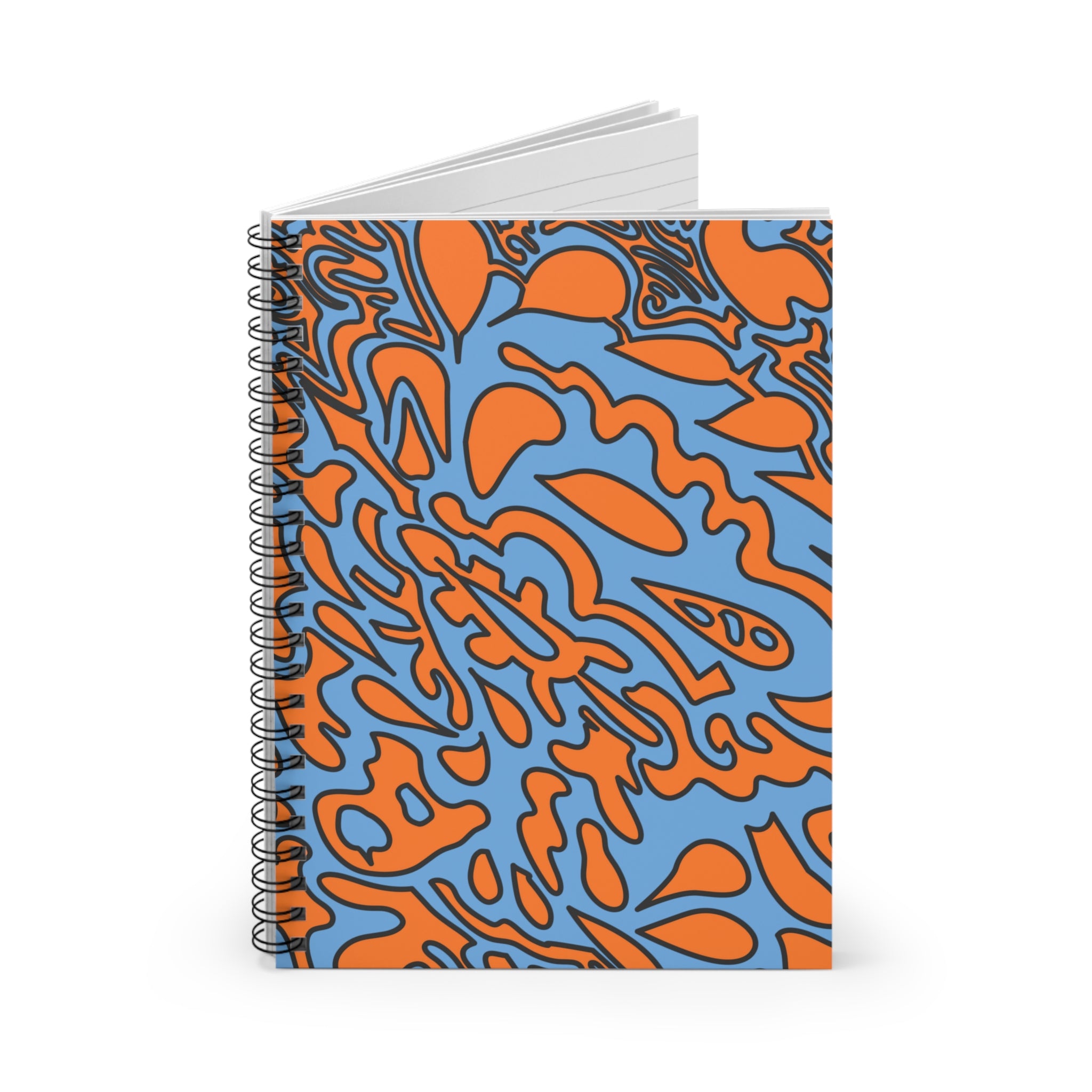 Abstract Orange & Blue Spiral Notebook — Ruled Lined Journal for Notes & School