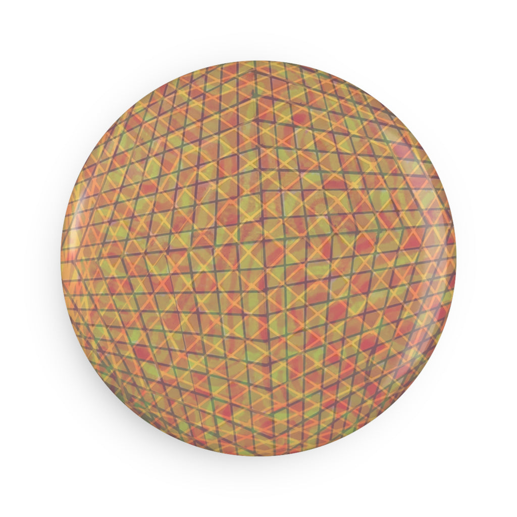 Abstract Grid Round Button Magnet — Geometric 1" Pinback (1 & 10 pcs)