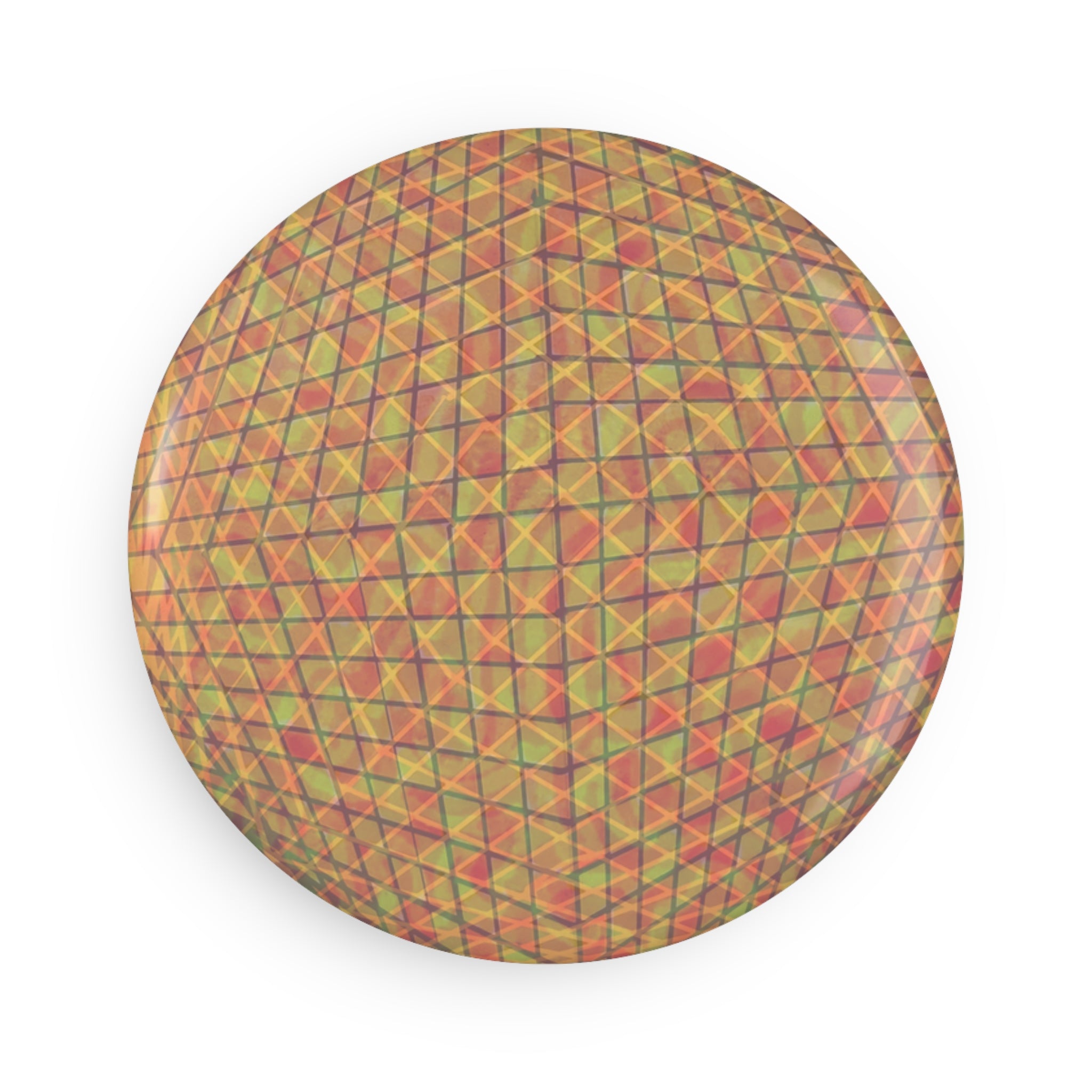Abstract Grid Round Button Magnet — Geometric 1" Pinback (1 & 10 pcs)
