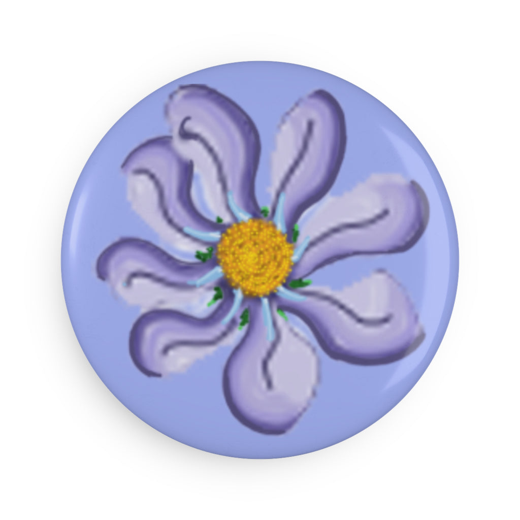 Pastel Purple Flower Button Magnet – Round Floral Fridge Magnet