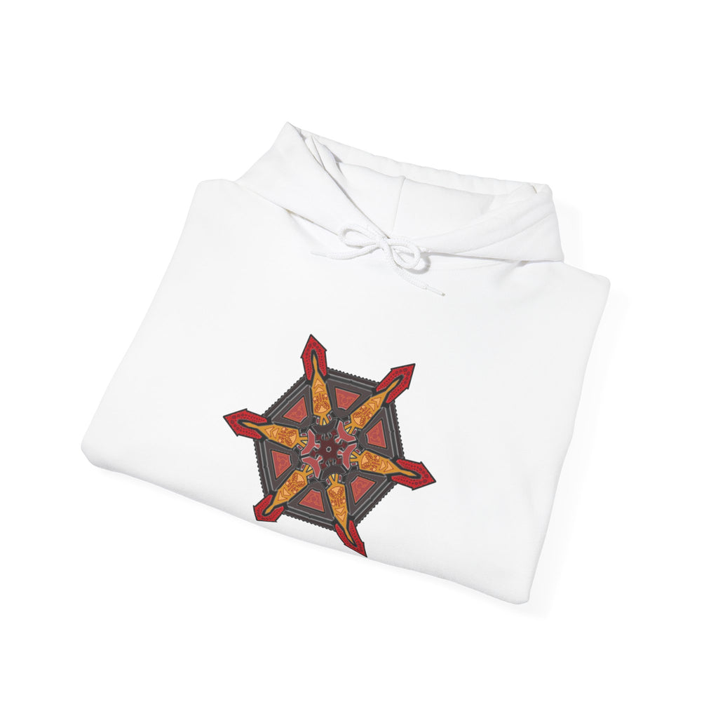 Star of Flames Hoodie — Geometric Fire Mandala Pullover