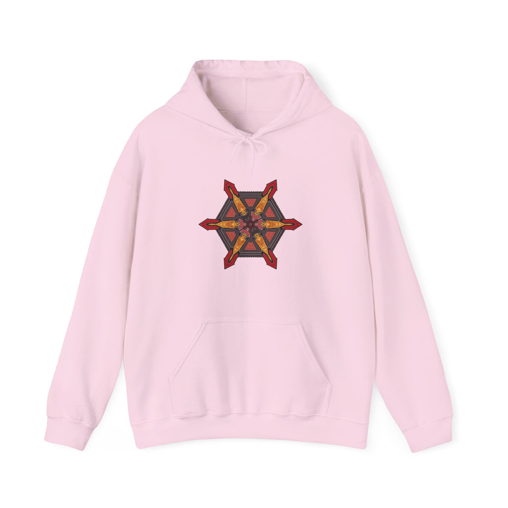 Star of Flames Hoodie — Geometric Fire Mandala Pullover