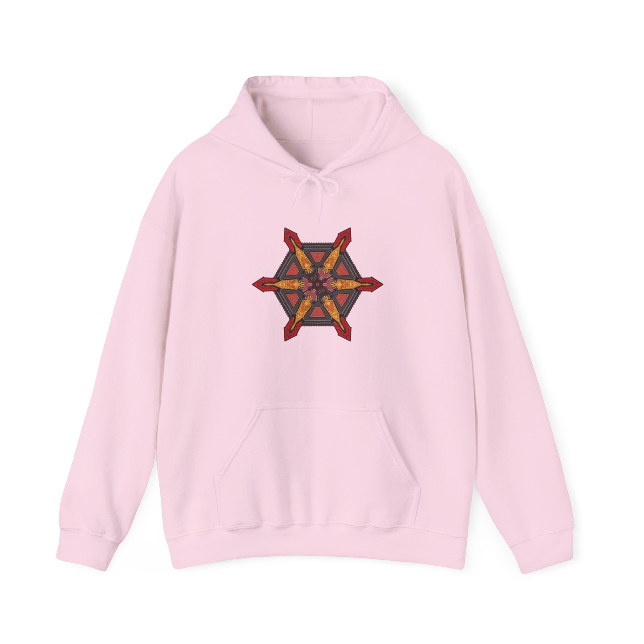 Star of Flames Hoodie — Geometric Fire Mandala Pullover