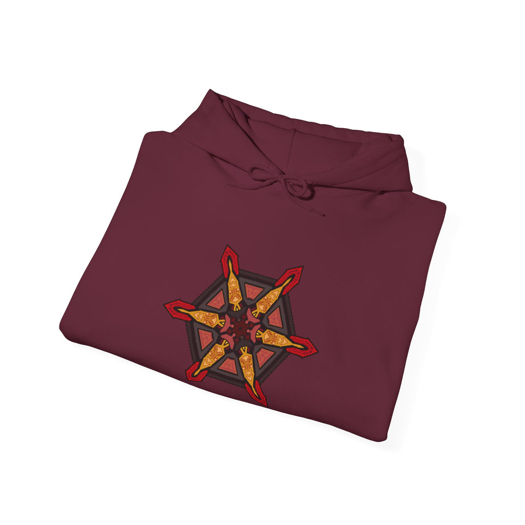 Star of Flames Hoodie — Geometric Fire Mandala Pullover