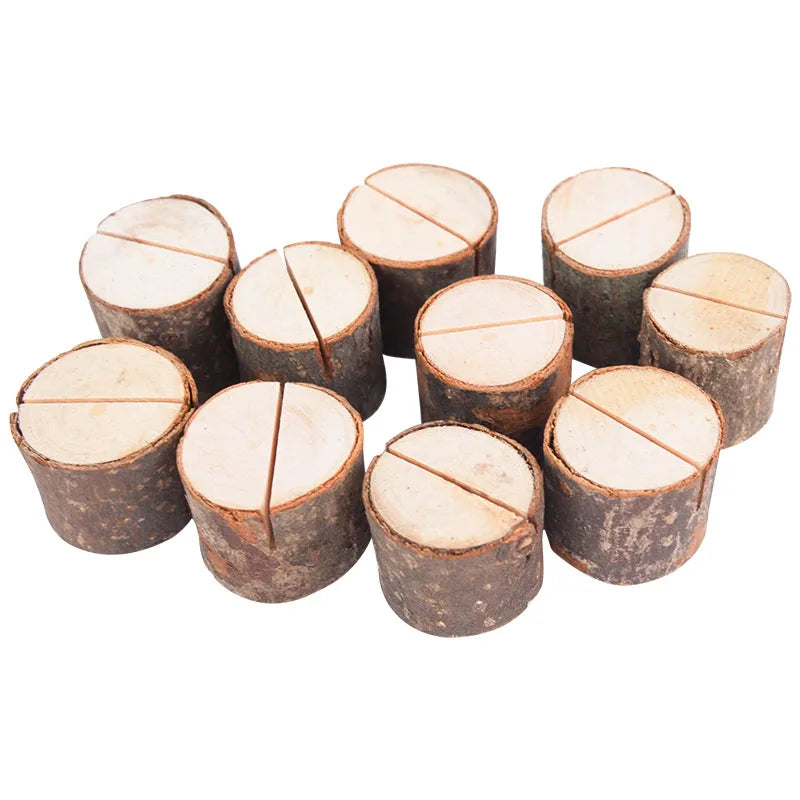 10pcs Natural Wooden Place Card Holders Stand