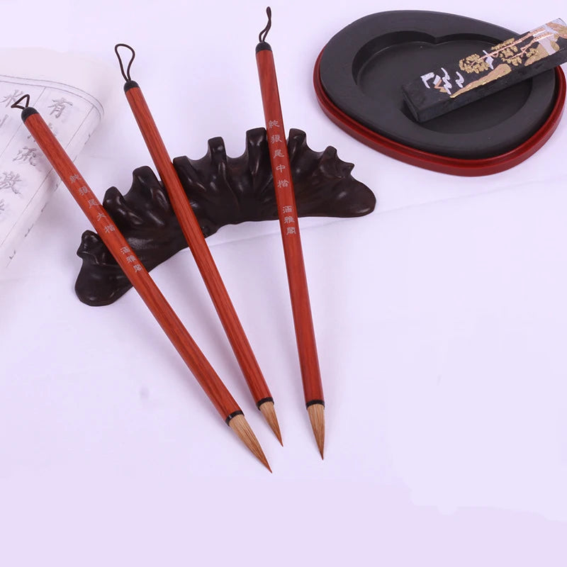 EZONE Watercolor Pen Writing Brushes Wolf Hair Chinese Calligraphy Painting Pen Practice Festival Couplets Regular Script Supply