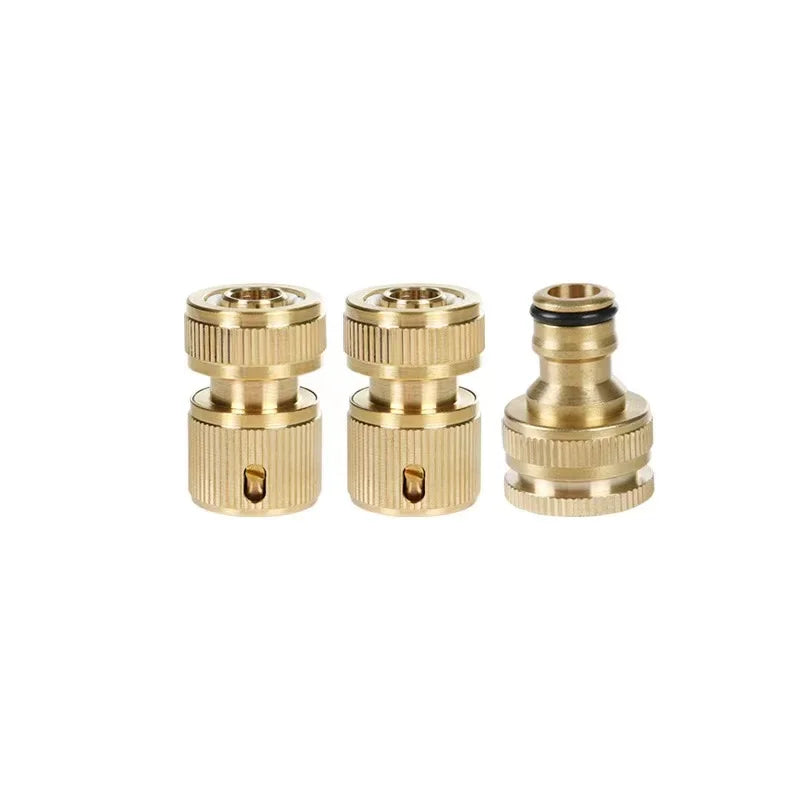 Brass Quick Waterstop Connector Car Wash Water Gun G1/2 G3/4 Garden Irrigation Hose Copper Connector Kit