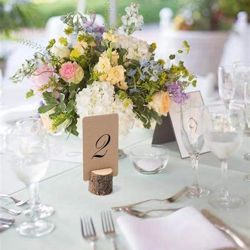 10pcs Natural Wooden Place Card Holders Stand