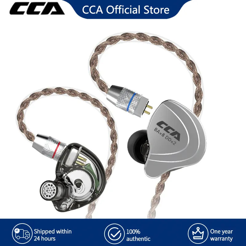 CCA C10 Headphones 4BA+1DD Hybrid Technology HiFi In Ear Music DJ Gamer Sport Earphone Active Noice Cancelling Monitor Headset