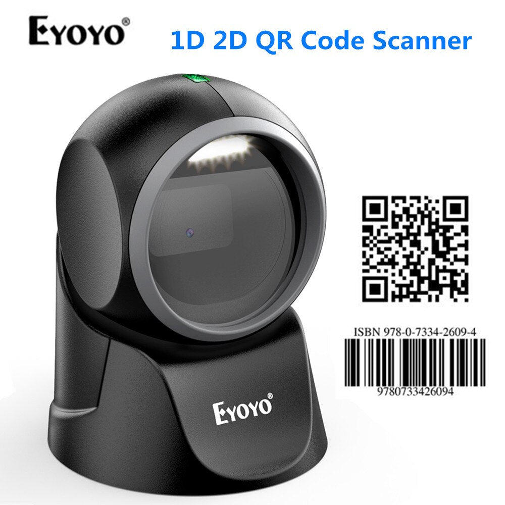 Eyoyo EY-7100 1D/2D Desktop Barcode Scanner Omnidirectional USB Wired Barcode Reader Platform Scanner Automatic Sensing Scanning