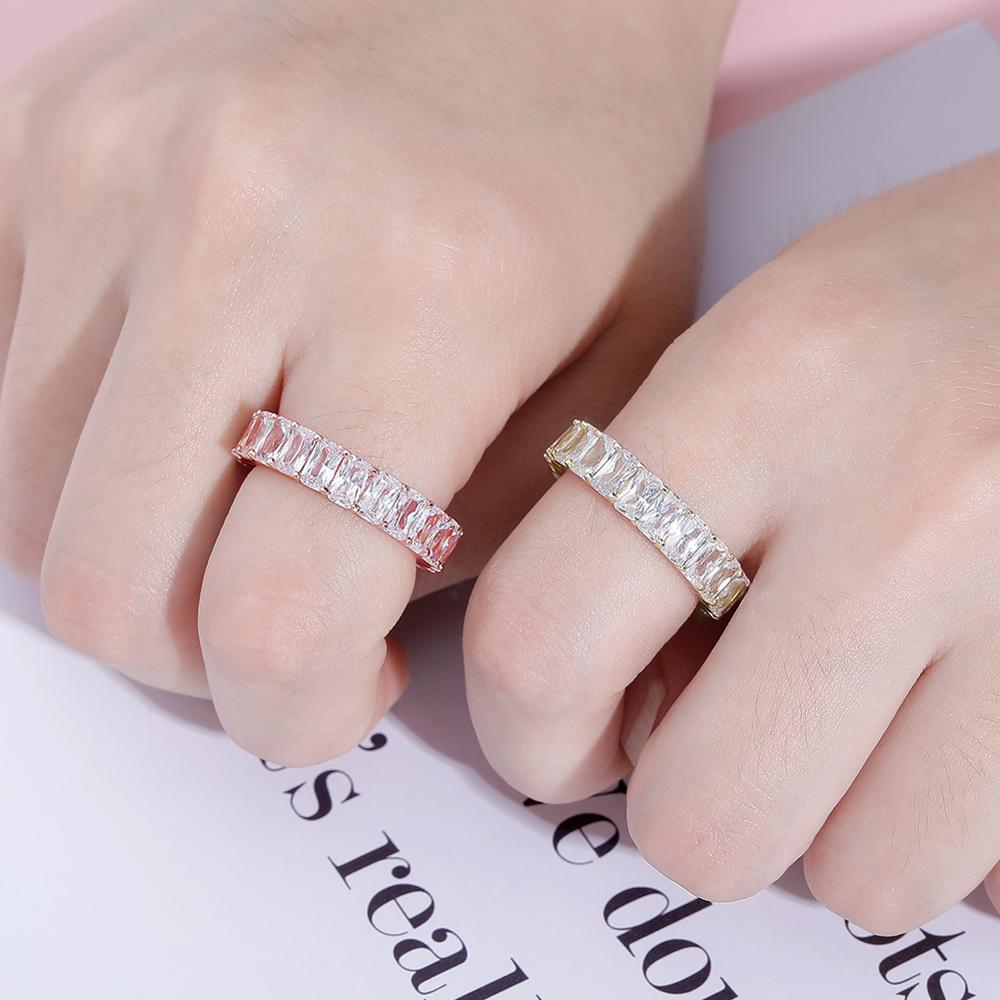 TOPGRILLZ New Square Cubic Zirconia Rings Iced Out Micro Pave Rings Cool Men Women Couple Gold Color Rings Hip Hop Jewelry Gift