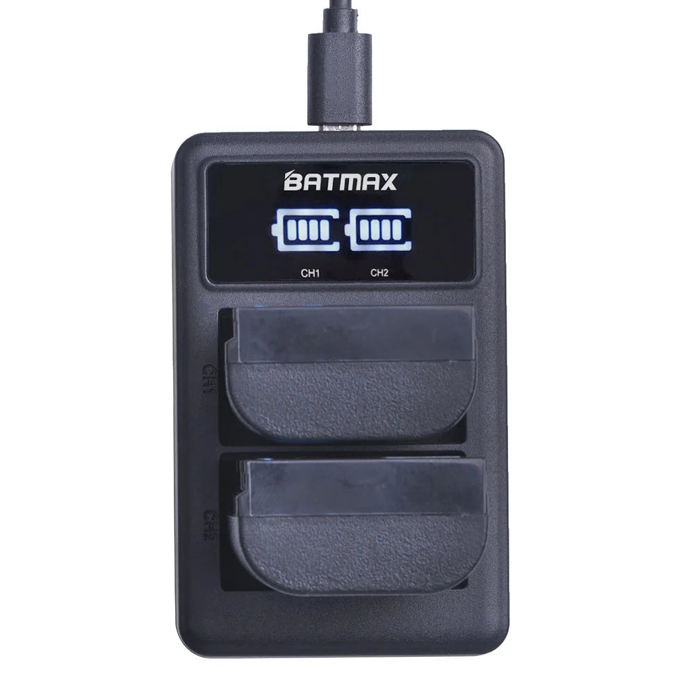 2650mAh LP-E6 Battery + LED Dual Charger for Canon EOS 5DS R, 5D Mark II/III, 6D, 7D, 70D, 80D Camera