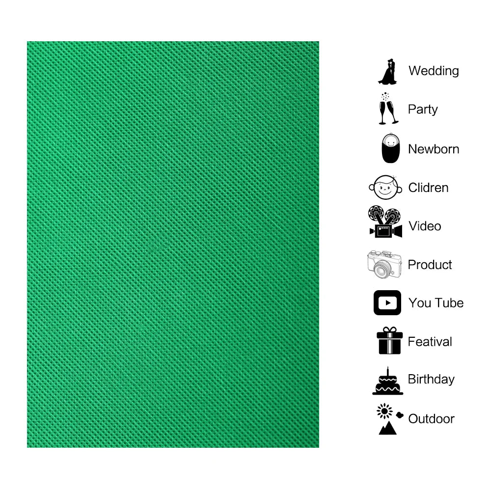 Photography Studio Background - 1.6Mx2M/3M/4M Non-woven Green Screen Chromakey