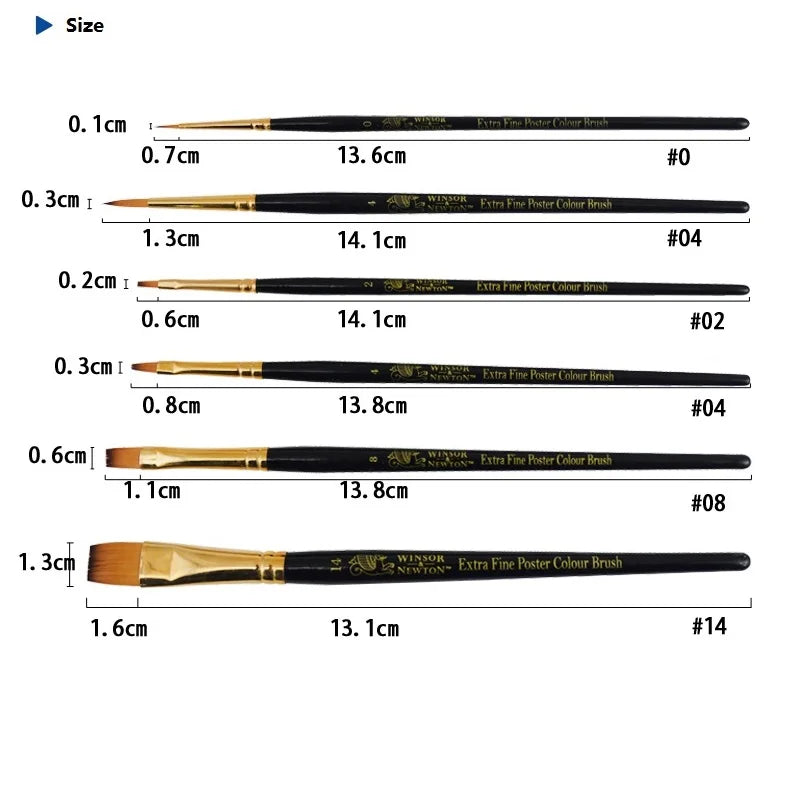 WINSOR&NEWTON Painter professional Paint brushes  gouache oil  Acrylic brush 4pcs/set or 6pcs/set