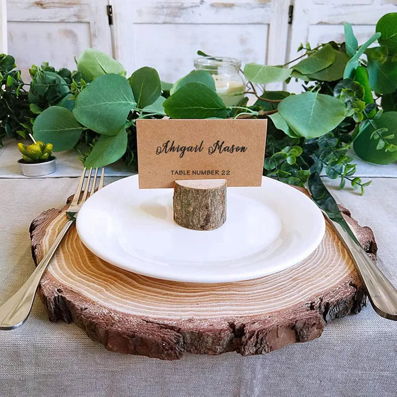 10pcs Natural Wooden Place Card Holders Stand