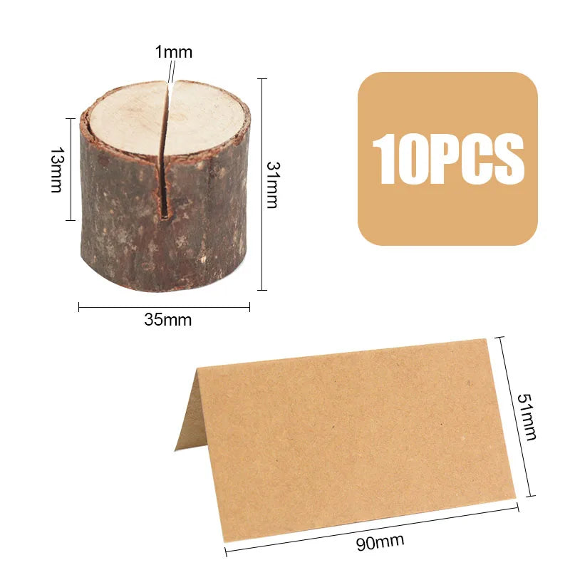 10pcs Natural Wooden Place Card Holders Stand