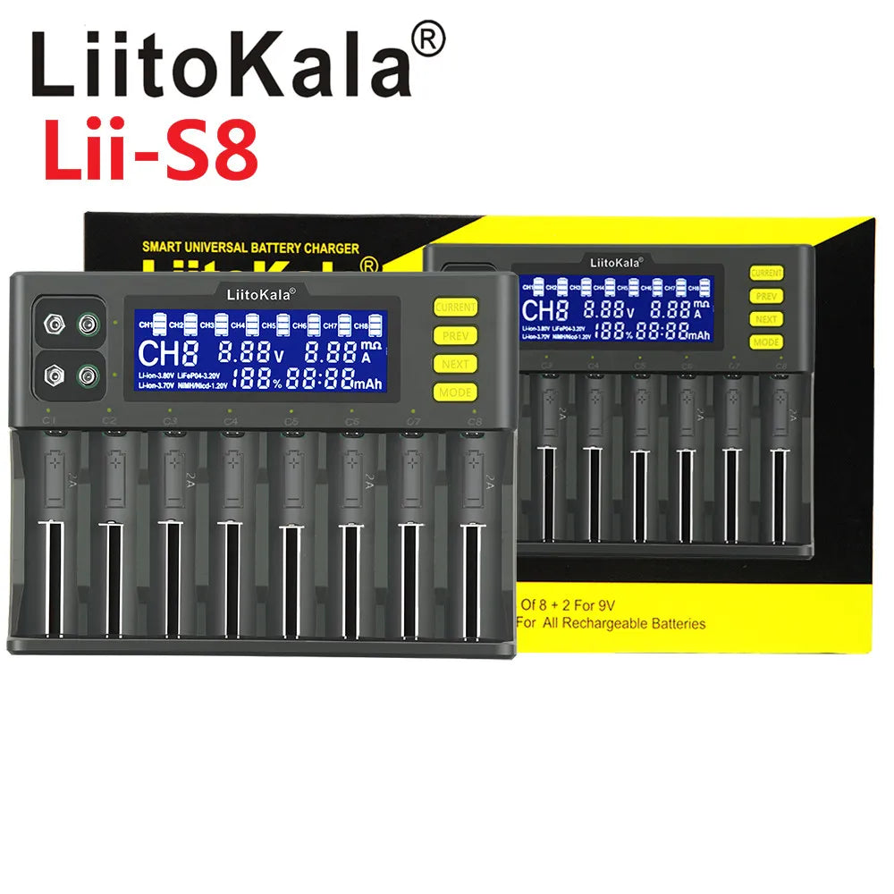 LiitoKala Lii-PD2 Lii-PD4 Lii-S8 Lii-500 Lii-600 Lii-PL2 battery Charger for 18650 26650 21700 AA AAA 3.7V lithium NiMH battery