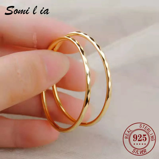 Somilia - Women's Big Hoop Earrings, New Collection 100% 925 Sterling Silver Jewelry Fashion Women18K Golden серьги кольца