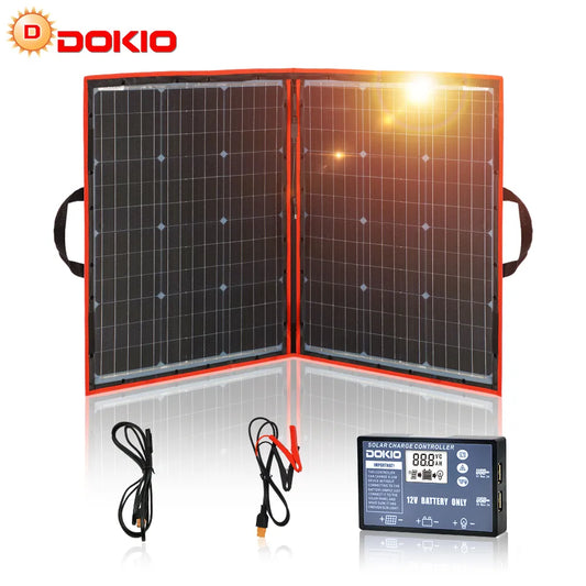 Dokio 100w(50Wx2pcs) Flexible Foldble Mono Solar Panel For Travel & Boat & RV High Quality Portable Solar Panel China