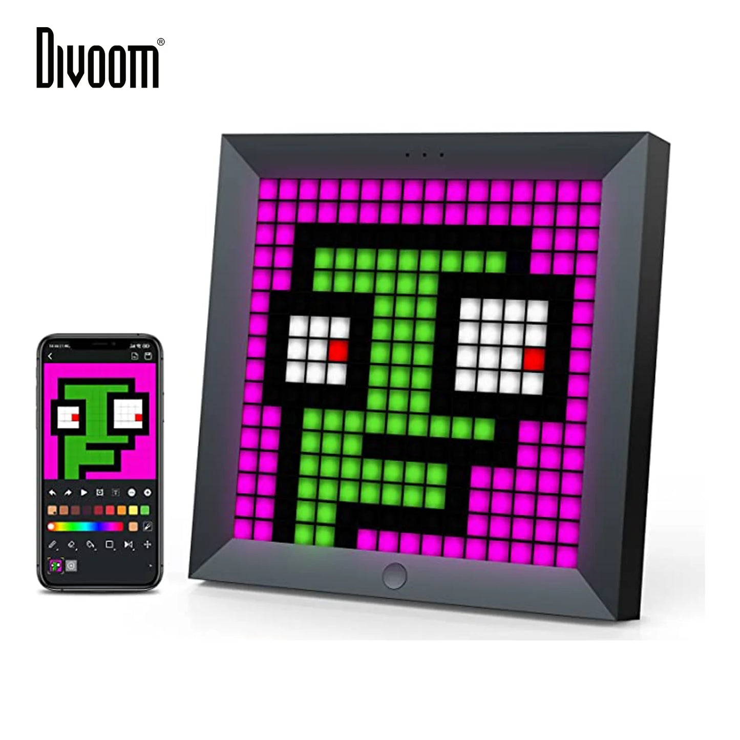 Divoom Pixoo Digital Photo Frame Alarm Clock with Pixel Art Programmable LED Display, Neon Light Sign Decor, New Year Gift