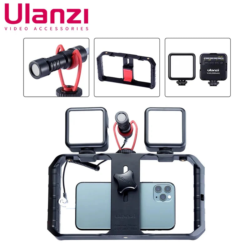 Ulanzi U Rig Pro Smartphone Video Rig Hand Grip Filmmaking Case Phone Video Stabilizer Handheld Tripod Mount for iPhone Android