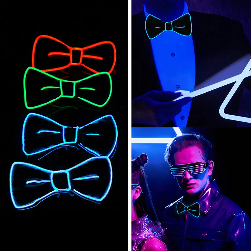 Glow in the Dark LED Bow Tie Luminous Flashing Necktie For Birthday Party Wedding Christmas Decoration Halloween Cosplay Costume