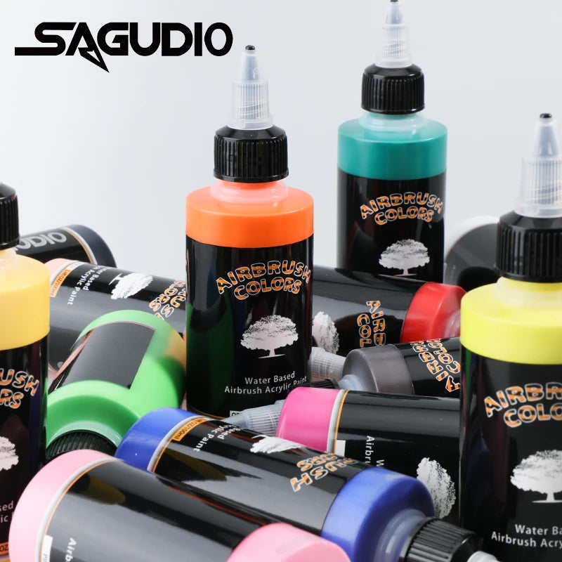 SAGUD Air Brush Waterborne Acrylic Paint 18 Colors DIY Handmade 100 ML/Bottle Airbrush Ink for Modeling Art Textile Shoes Wood