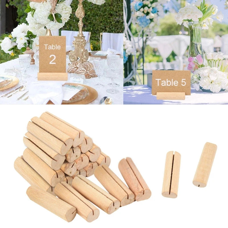 10pcs Natural Wooden Place Card Holders Stand