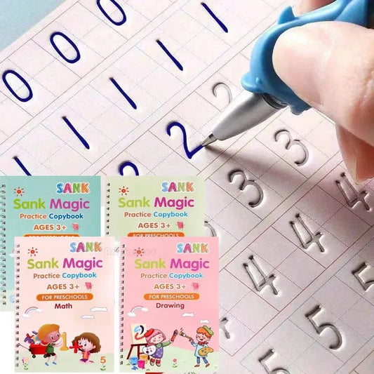 SANK Magic Practice Copy Book for Kid Spanish Repeat Writing Sticker Practice Copybook For Calligraphy Handwriting Arabic Book