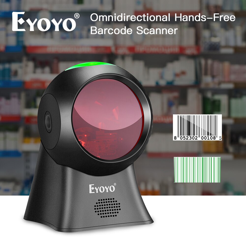 Eyoyo EY-7100 1D/2D Desktop Barcode Scanner Omnidirectional USB Wired Barcode Reader Platform Scanner Automatic Sensing Scanning