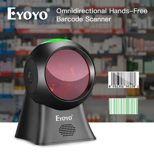 Eyoyo EY-7100 1D/2D Desktop Barcode Scanner Omnidirectional USB Wired Barcode Reader Platform Scanner Automatic Sensing Scanning