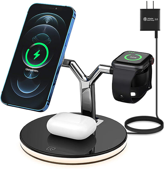 25W 3-in-1 Magnet Qi Fast Wireless Charger for iPhone 12 Mini Pro MAX, Charging Station for Apple Watch 6/5/4/3/2/1, AirPods Pro